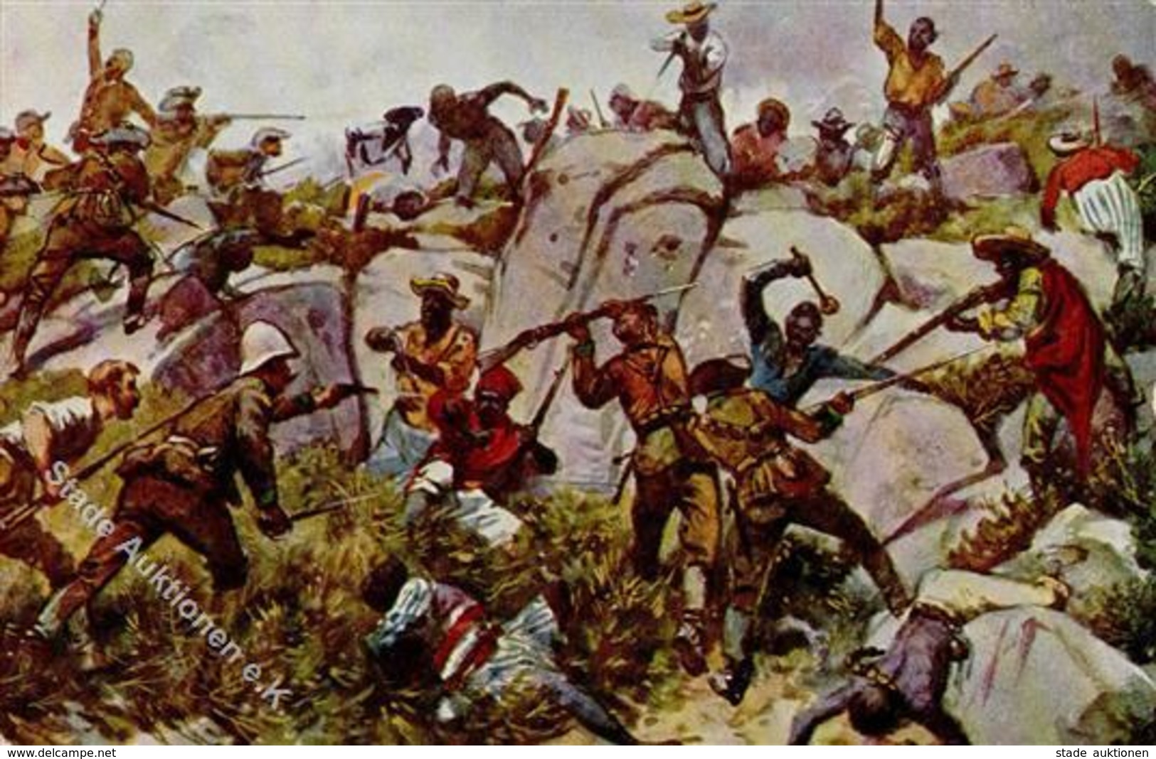 Kolonien Deutsch Südwestafrika Gefecht In Den Klippen Künstlerkarte I-II Colonies - Histoire