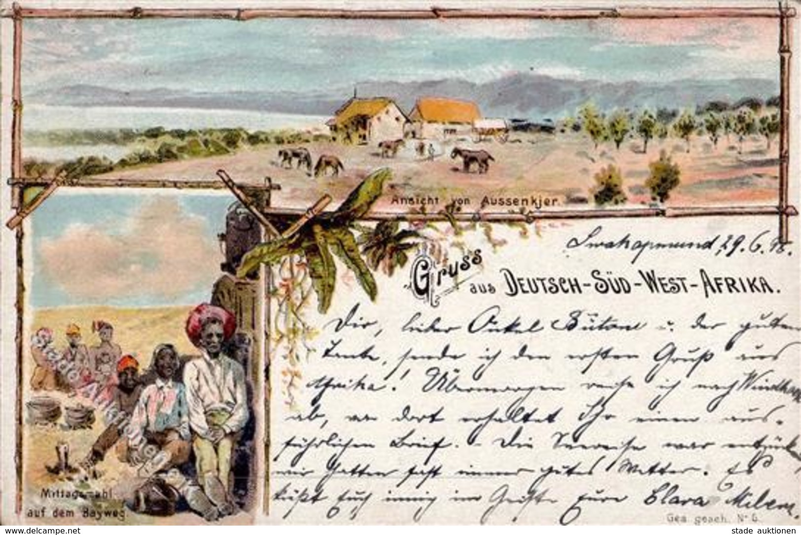 Kolonien Deutsch Südwestafrika Swakopmund Künstlerkarte 1898 I-II (Marke Entfernt) Colonies - Storia