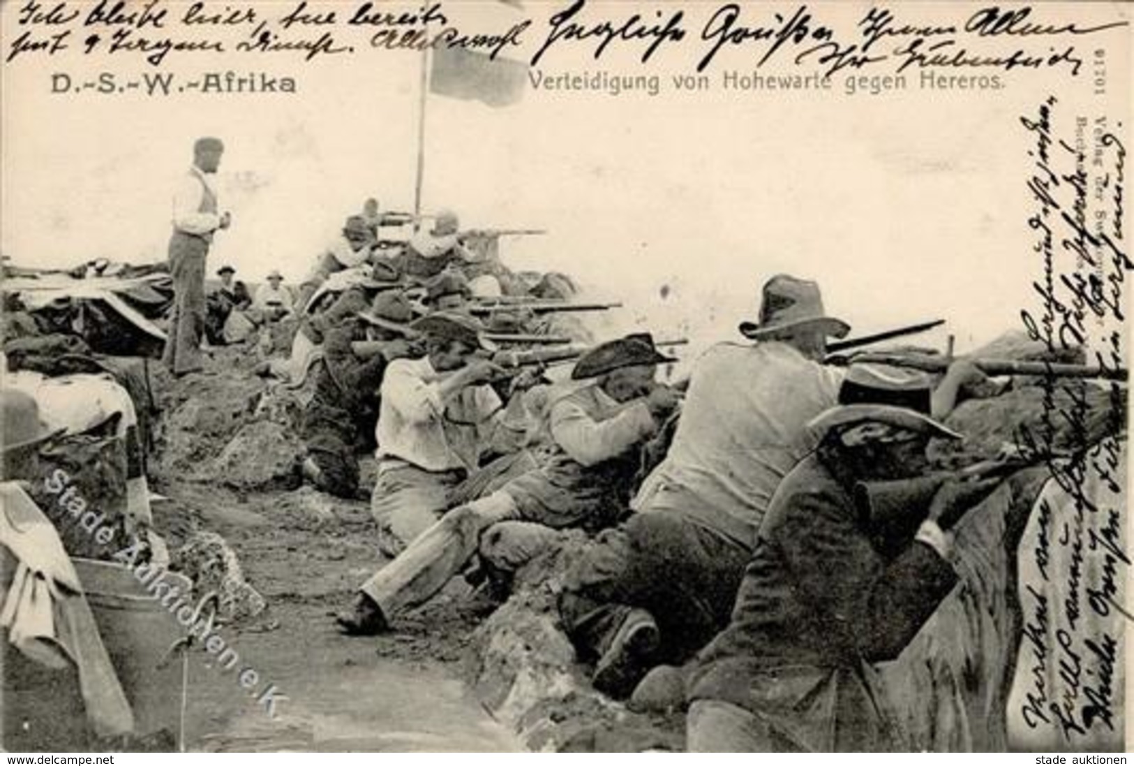 Kolonien Deutsch Südwestafrika Verteidigung Von Hohewarte Gegen Hereros 1905 I-II (RS Klebereste) Colonies - History