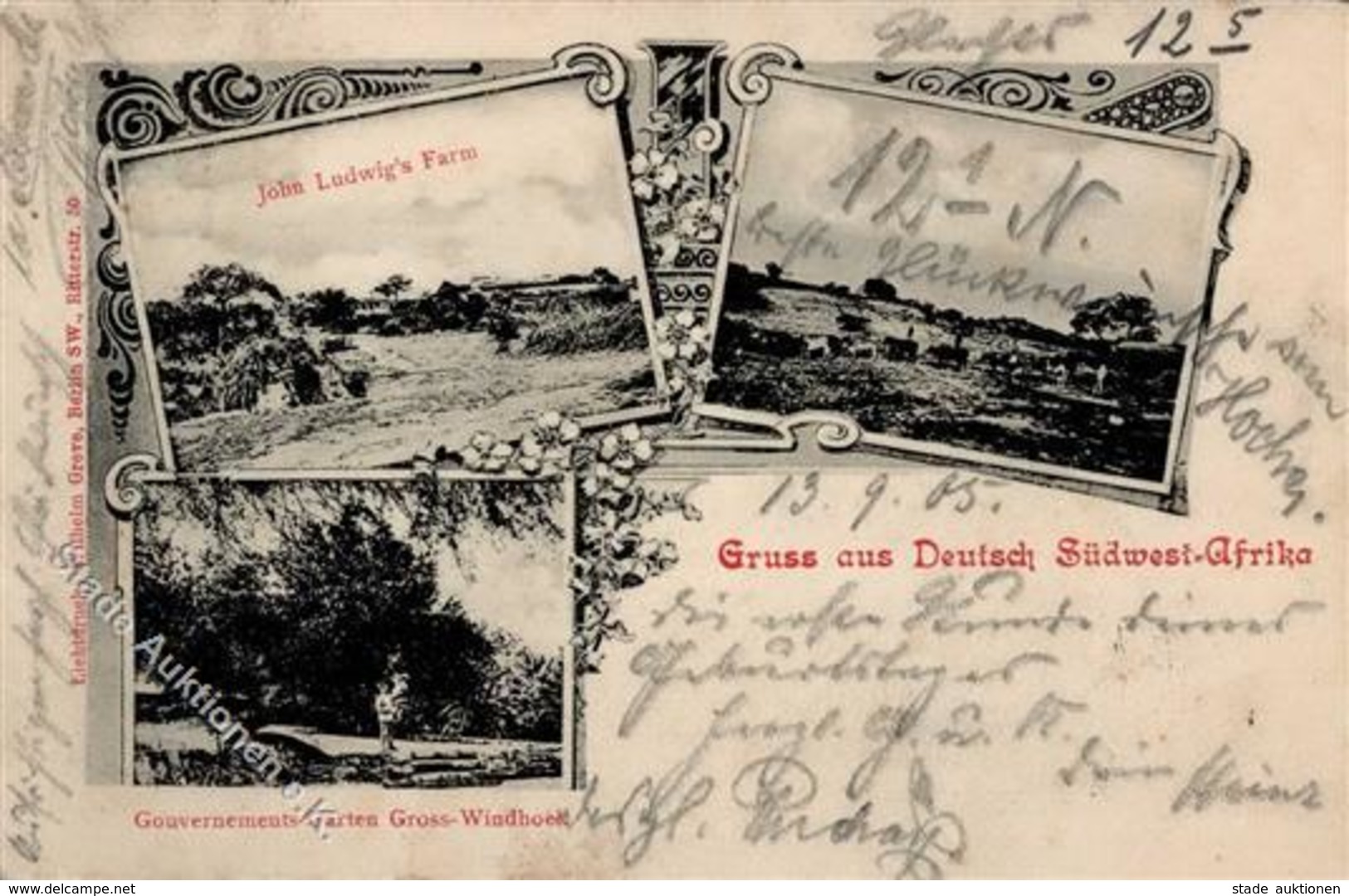 Kolonien Deutsch Südwestafrika Windhoek  Namibia Gouvernements-Garten Ludwig`s Farm  1905 I-II (Eckbug) Colonies - Historia