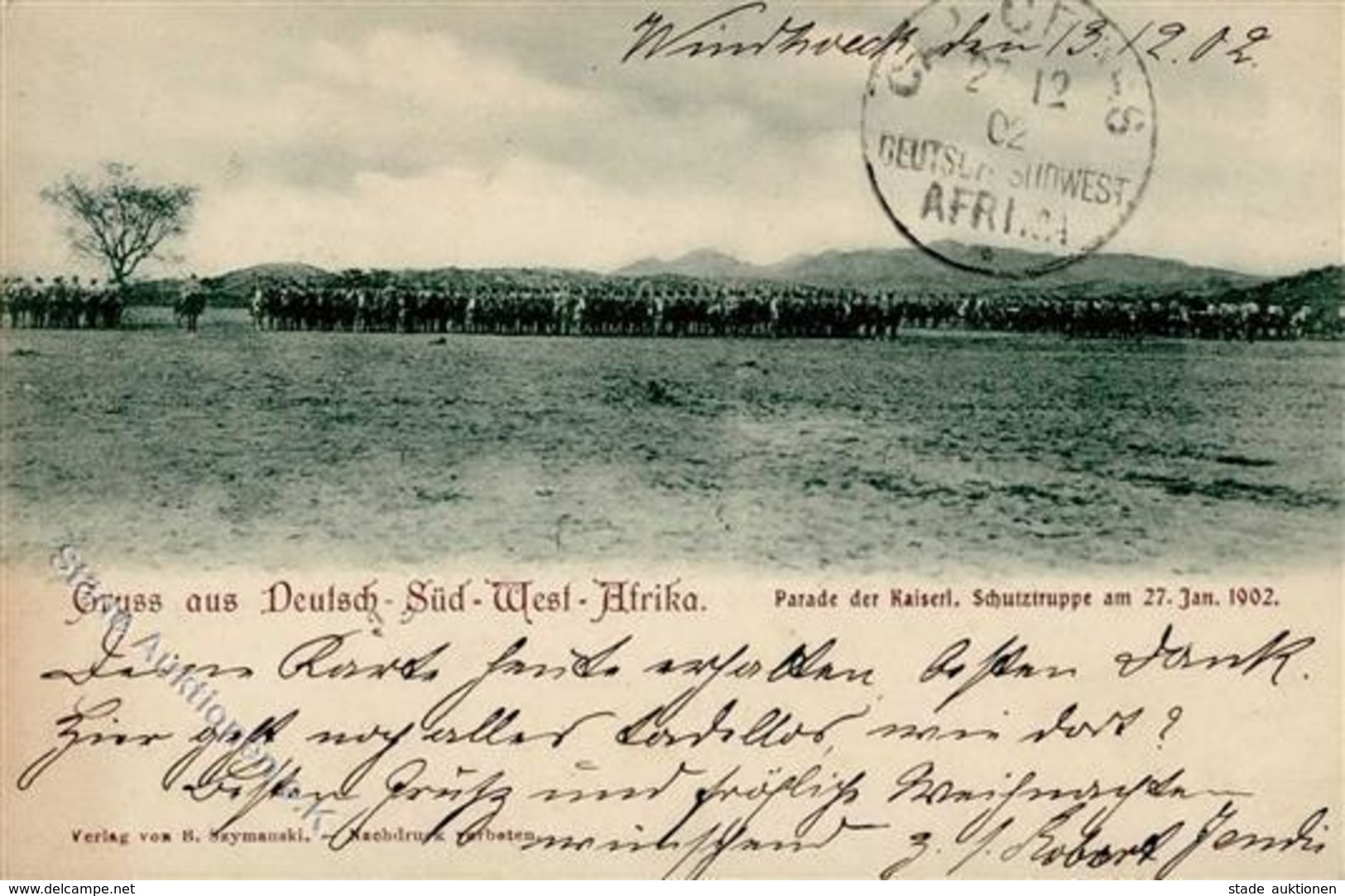 Kolonien Deutsch Südwestafrika Windhoek  Namibia Parade Der Kaiserlichen Schutztruppe 27. Jan. 1902 I-II (Marke Teilweis - Storia