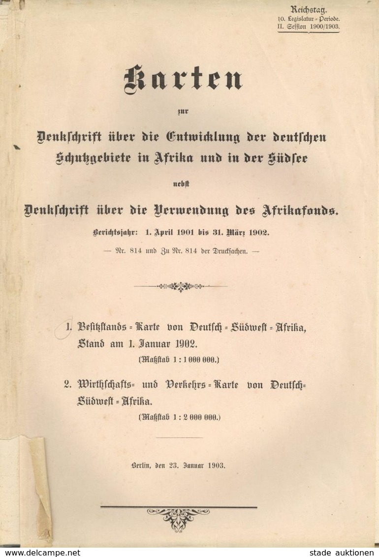 Kolonien Deutsch-Südwestafrika 1 Besitzstands-Karte Stand Am 1. Januar 1902 Ca. 115 X 93 Cm II (weiter Aufgeführte Inhal - History