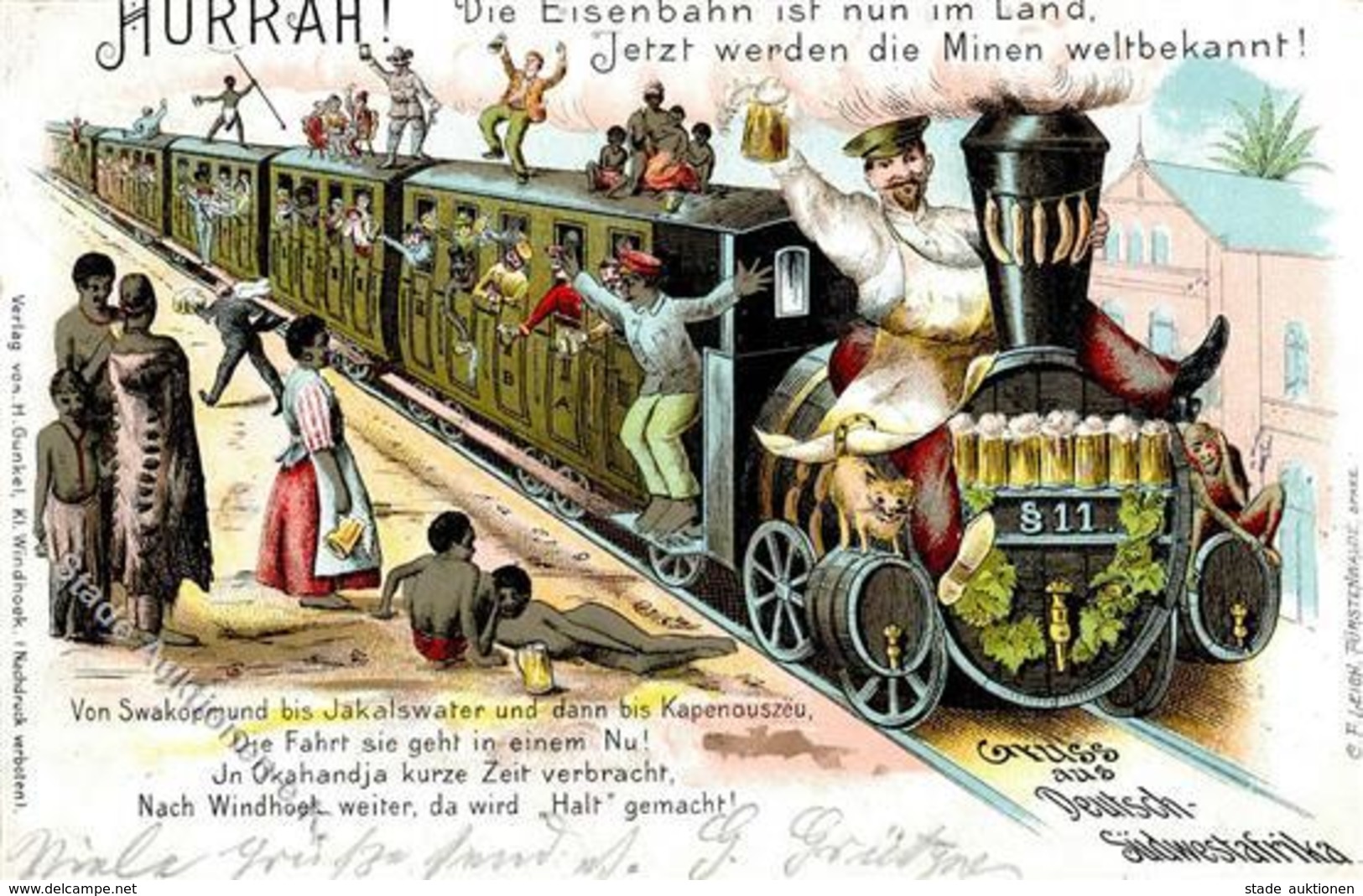 Kolonien Deutsch-Südwestafrika Eisenbahn Litho Stpl. Windhuk 23.4.05 I-II (Stauchung) Chemin De Fer Colonies - History