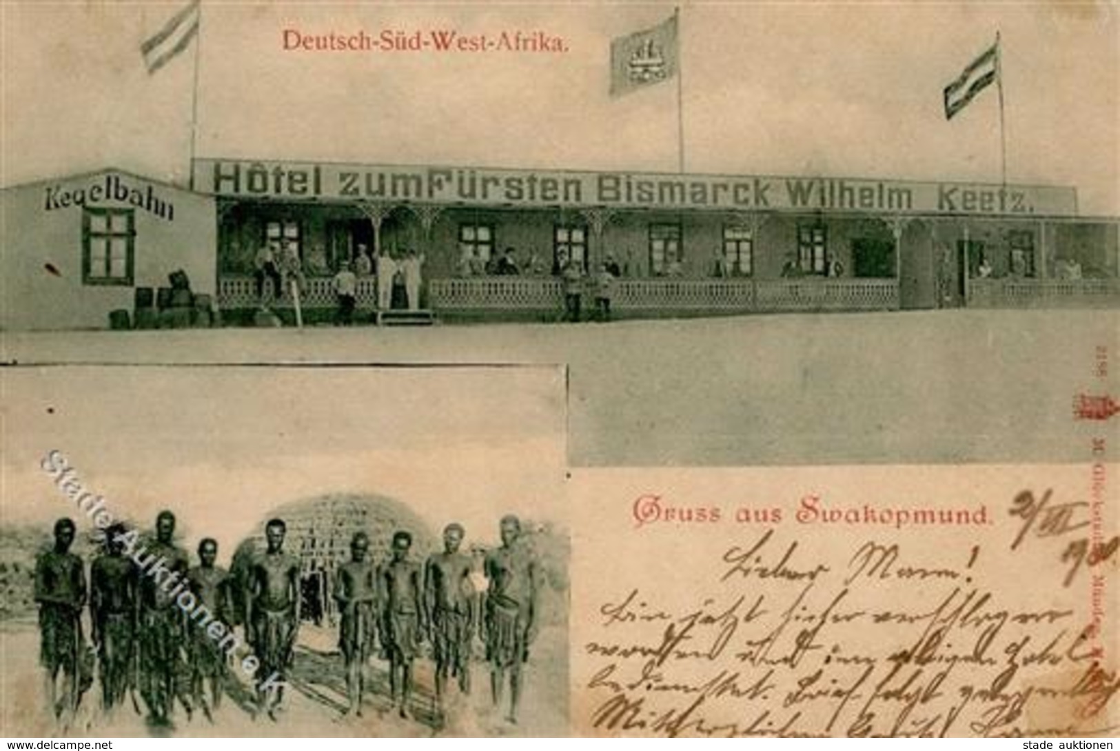 Kolonien Deutsch-Südwestafrika Swakopmund Kegelbahn Hotel Zum Fürsten Bismarck Stpl. Swakopmund 3.7.00 I-II (VS Kleberes - History