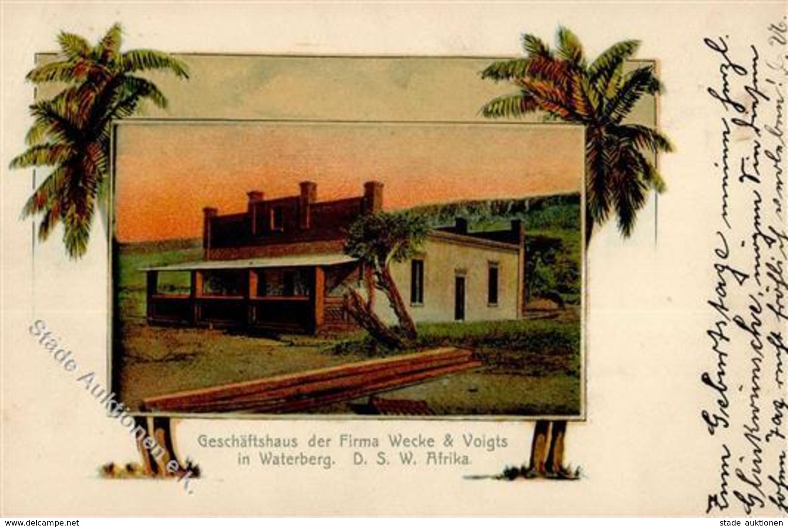 Kolonien Deutsch-Südwestafrika Waterberg Geschäftshaus Firma Wecke & Voigts Litho Stpl. Windhoek 11.9.05 I-II Colonies - History