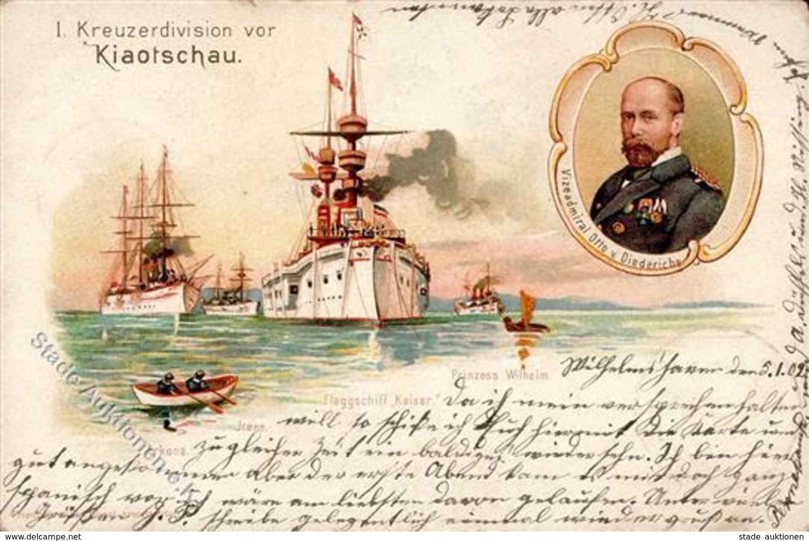 Kolonien Kiautschou 1. Kreuzerdivision Vor Kiautschou Litho I-II Colonies - Histoire