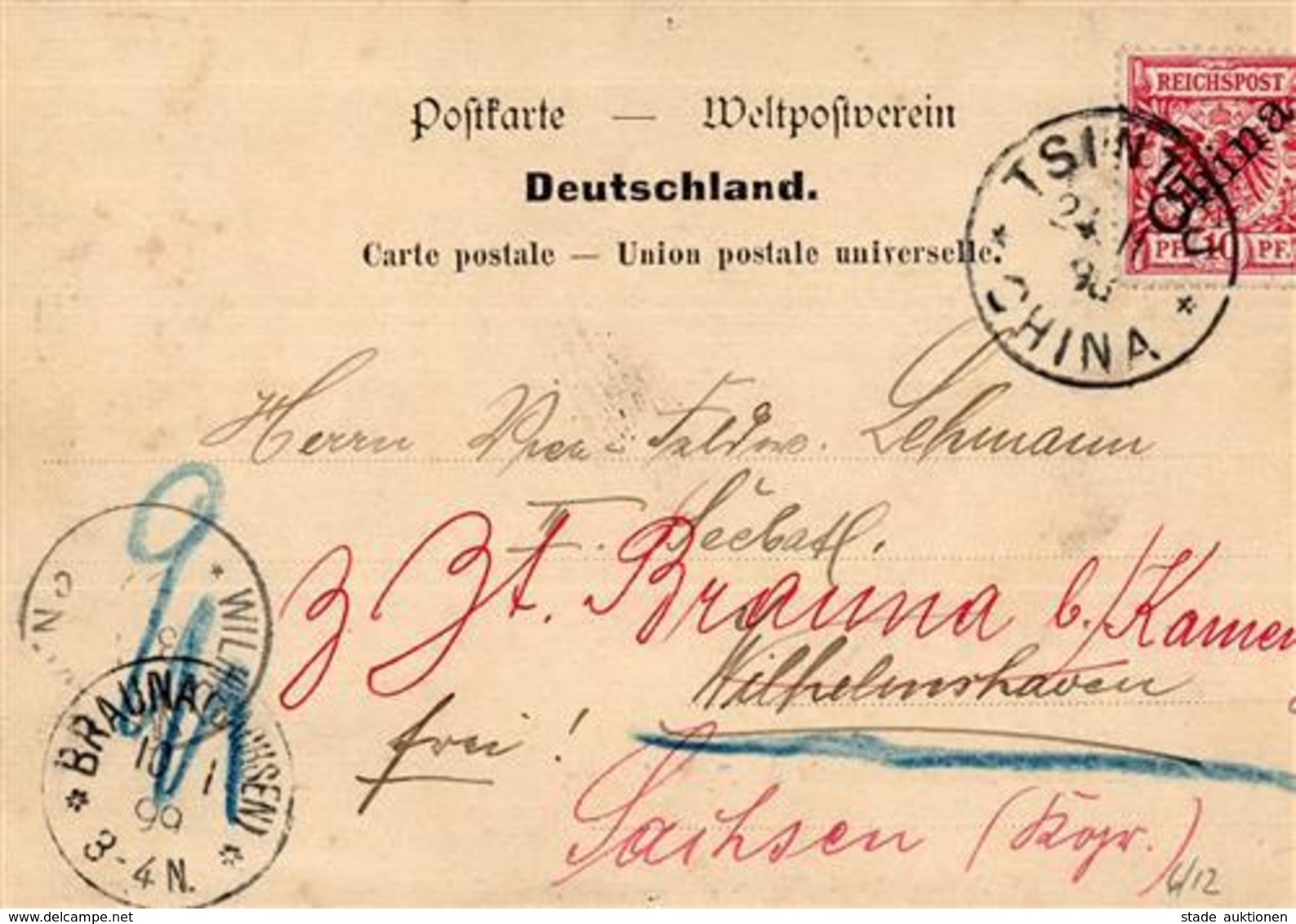 Kolonien Kiautschou Se.M. Kreuzer Deutschland In Port Arthur Stpl. Tsintau 24.11.99 I-II Colonies - History