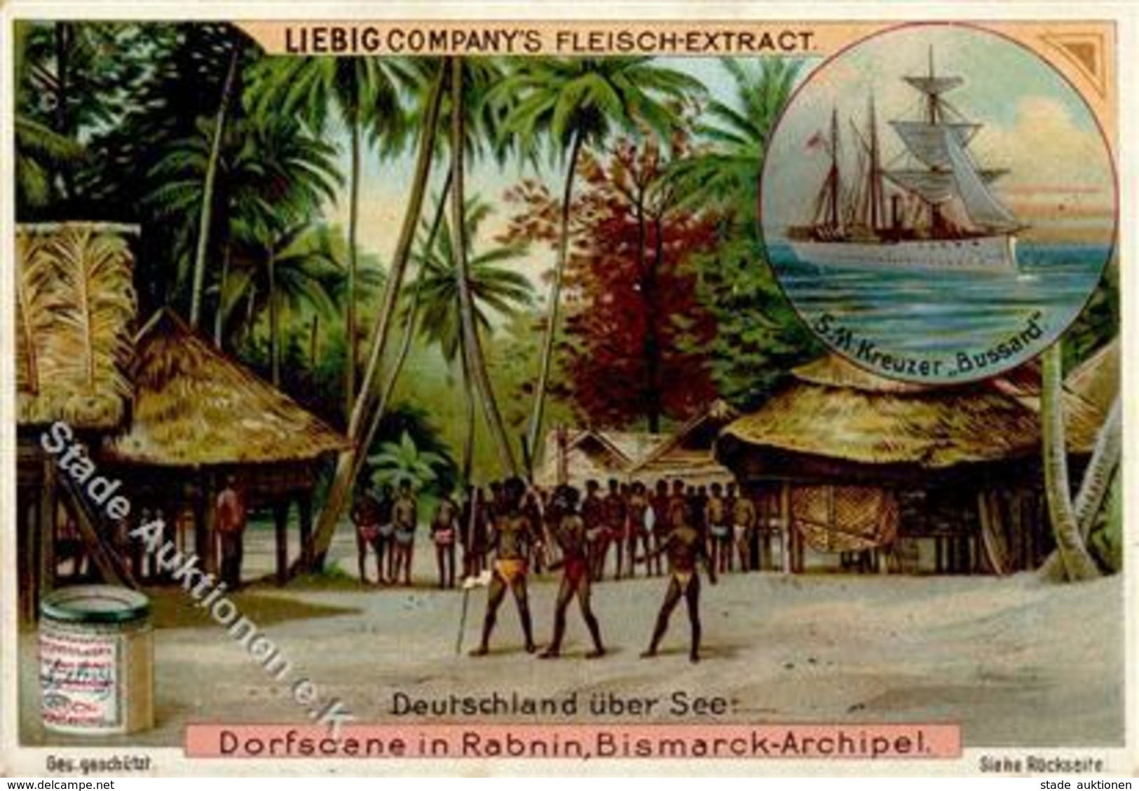 Kolonien Deutsch Neuguinea Dorfscene In Rabnin Bismarck-Archipel Liebig Bild I-II Colonies - Geschichte