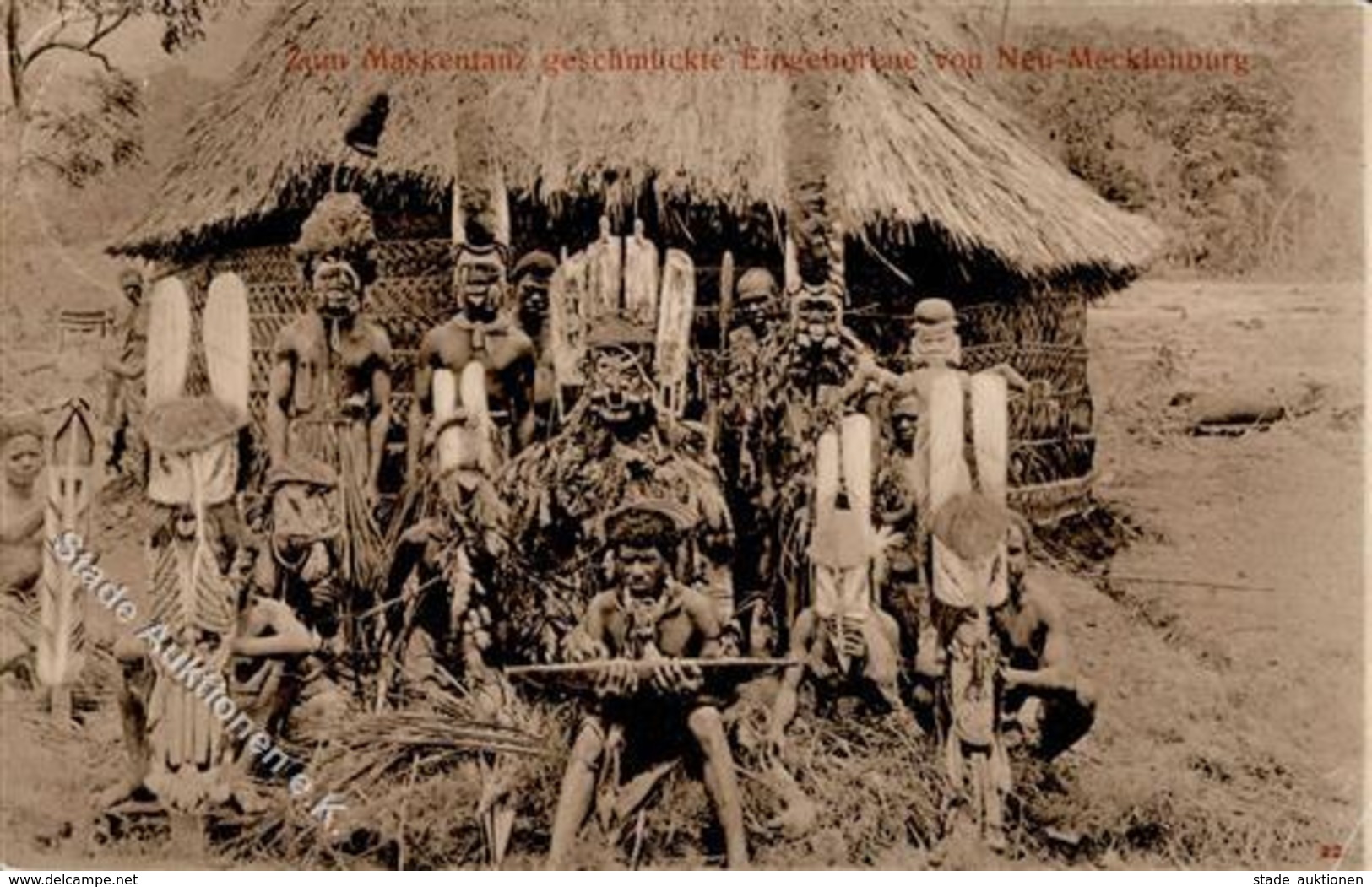 Kolonien Deutsch Neuguinea Neu Mecklenburg Einheimische Maskentanz 1910 Stpl. Rabaul I-II Colonies - Geschichte