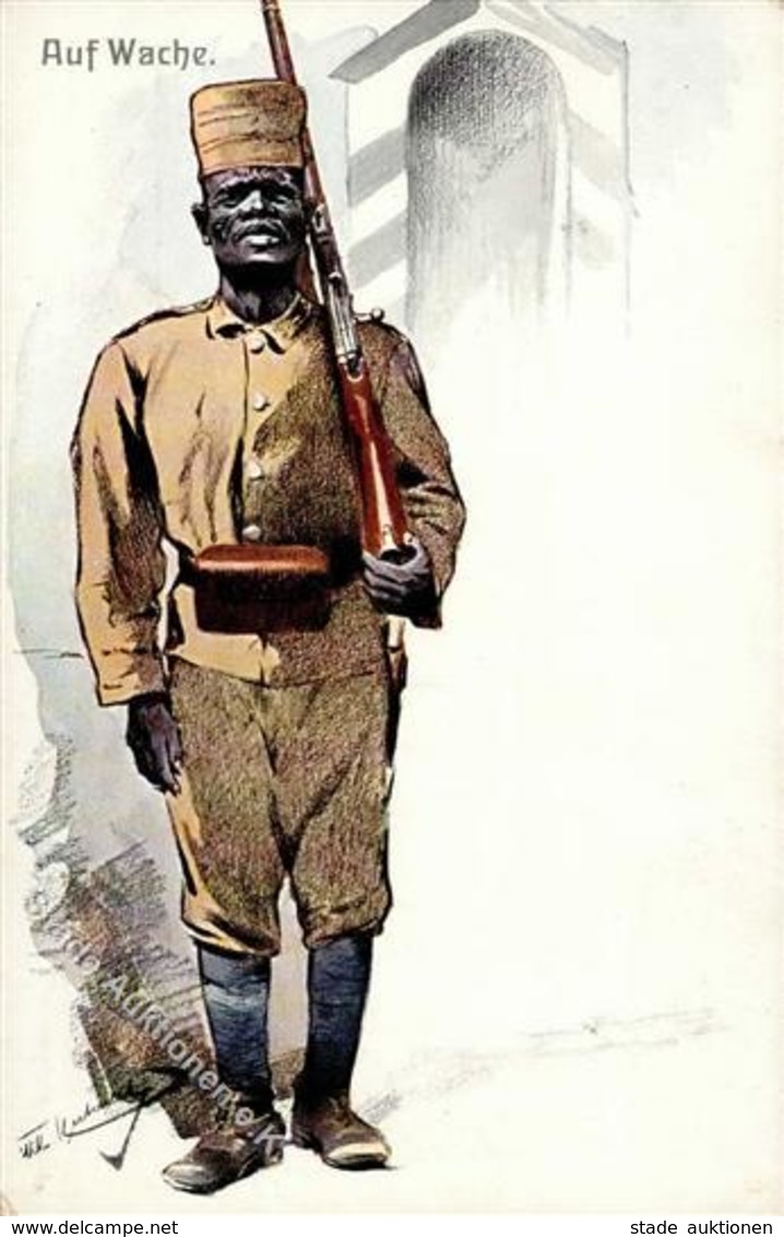 Kolonien Deutsch Ostafrika Auf Wache  Künstlerkarte I-II Colonies - Geschichte