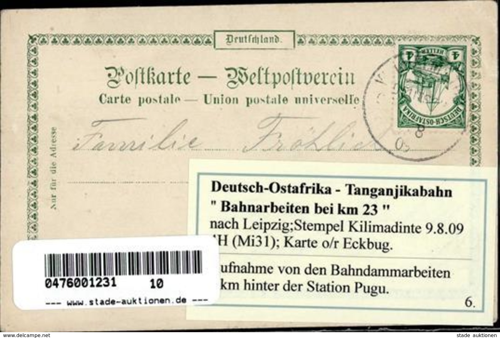 Kolonien Deutsch Ostafrika Bahnarbeiten Bei Km 23 1909 I-II Colonies - Histoire