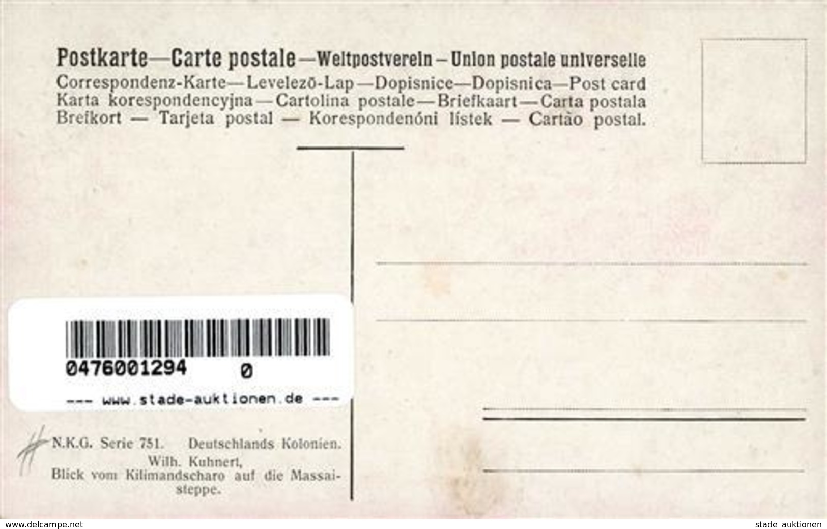 Kolonien Deutsch Ostafrika Blick Vom Kilimandscharo Auf Die Massaisteppe Künstlerkarte I-II Colonies - Geschichte