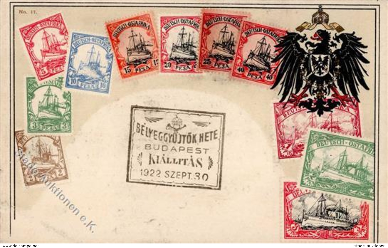 Kolonien Deutsch Ostafrika Briefmarken Auf AK Mit Stpl. Ungarische Post  I-II Colonies - Geschichte