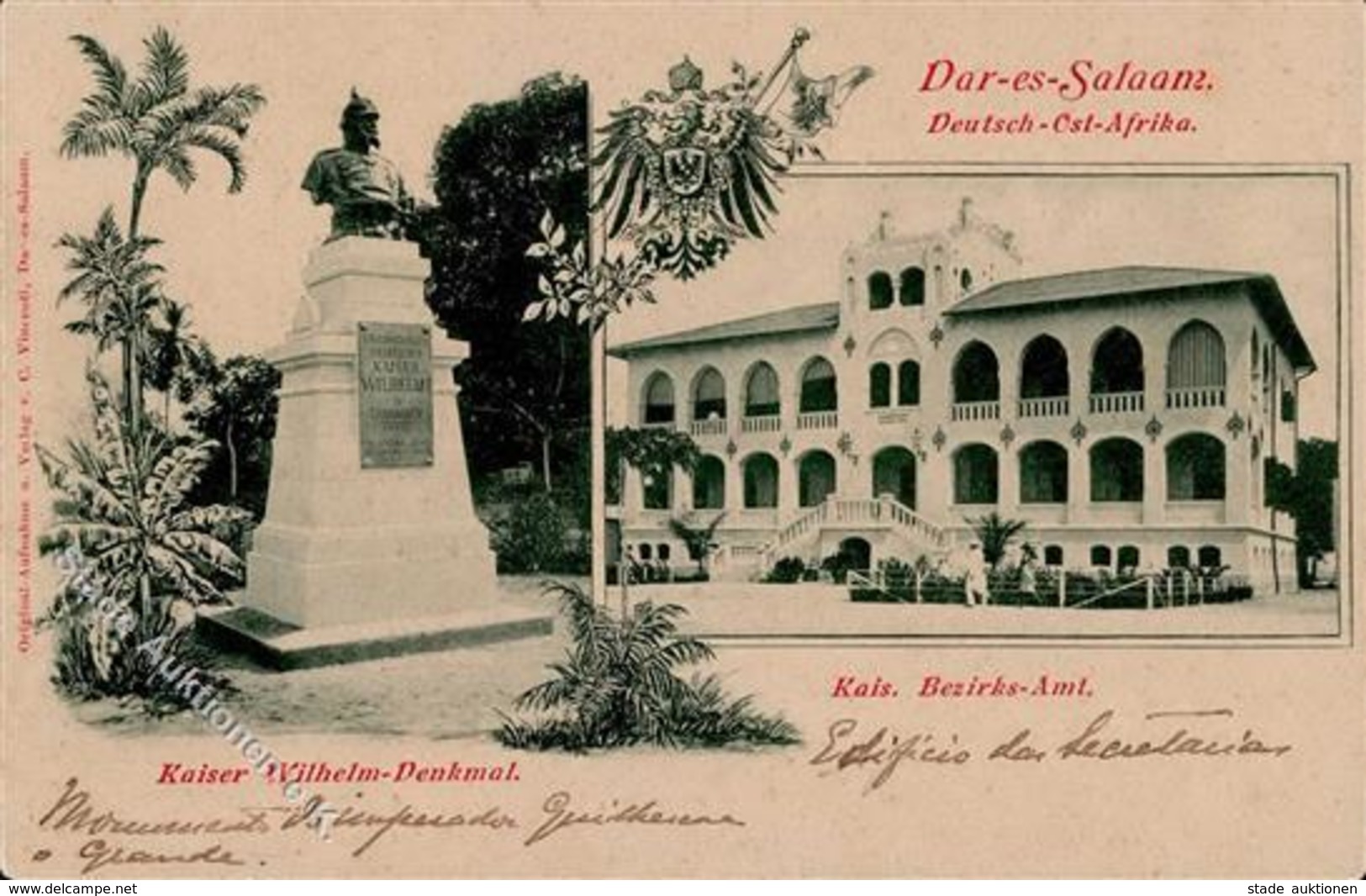 Kolonien Deutsch Ostafrika Dar-es-Salaam Bezirksamt Kaiser Wilhelm Denkmal I-II Colonies - Geschichte