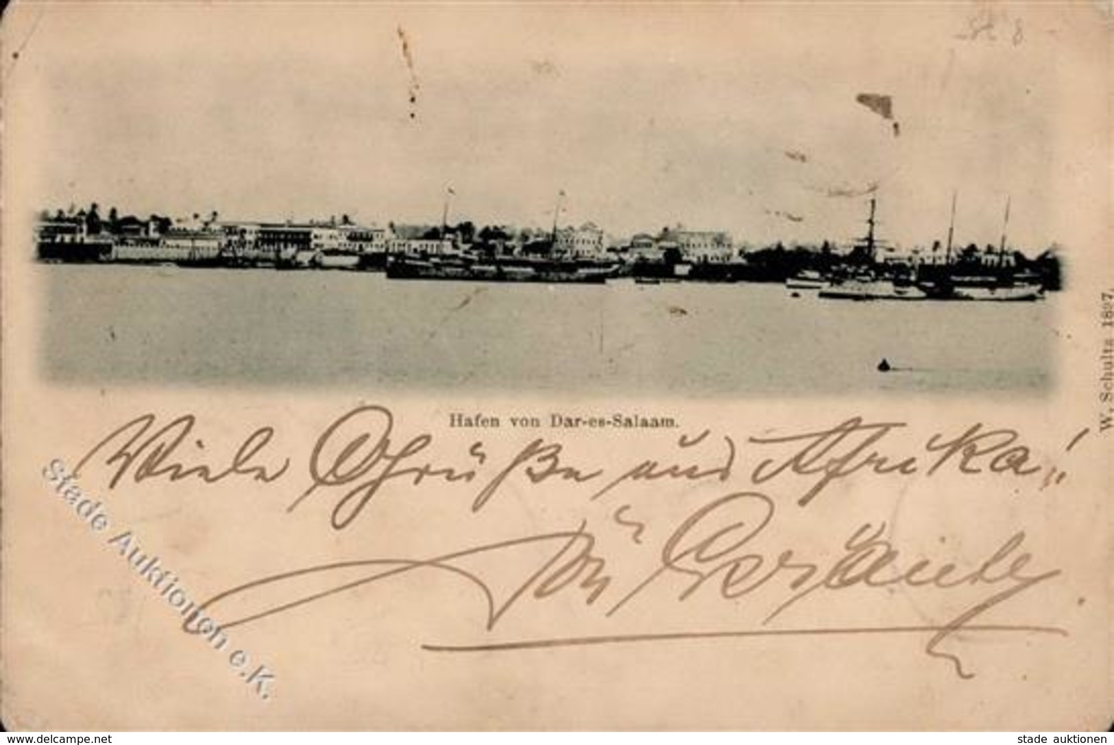 Kolonien Deutsch Ostafrika Dar-es-Salaam Hafen 1898 I-II (fleckig) Colonies - Geschichte