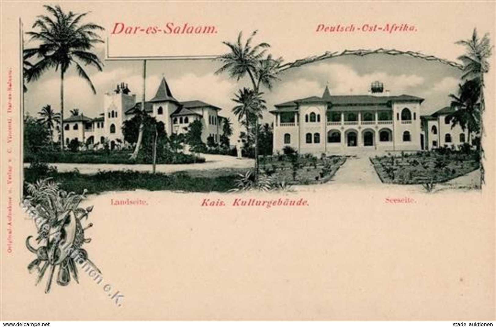 Kolonien Deutsch Ostafrika Dar-es-Salaam Kaiserl. Kulturgebäude I-II Colonies - History