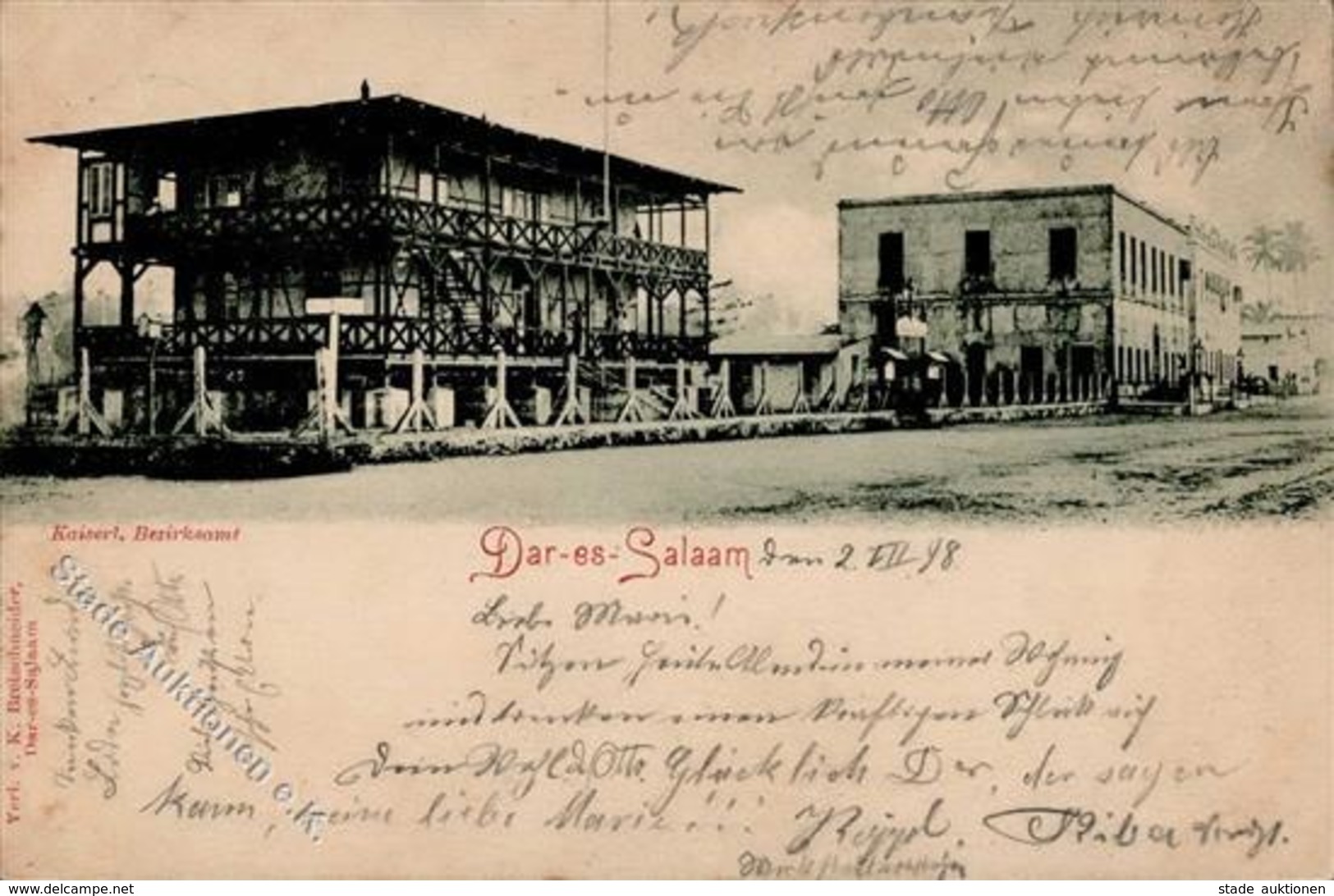 Kolonien Deutsch Ostafrika Dar-es-Salaam Kaisl. Bezirksamt 1898 I-II Colonies - Geschichte