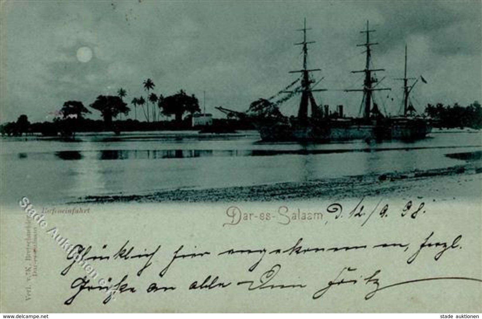 Kolonien Deutsch Ostafrika Dar-es-Salam Hafeneinfahrt Stpl. Dar-es-Salam 25.9.98 I-II Colonies - History