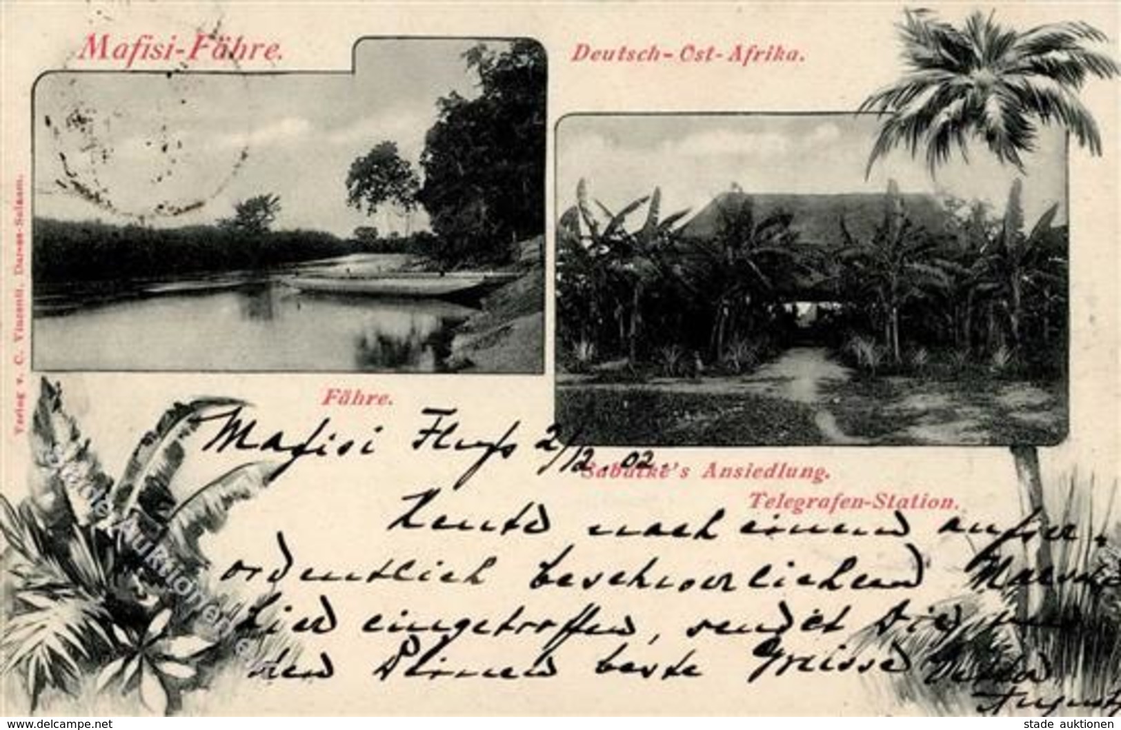 Kolonien Deutsch Ostafrika Mafisi Fähre 1902 I-II (fleckig) Colonies - History