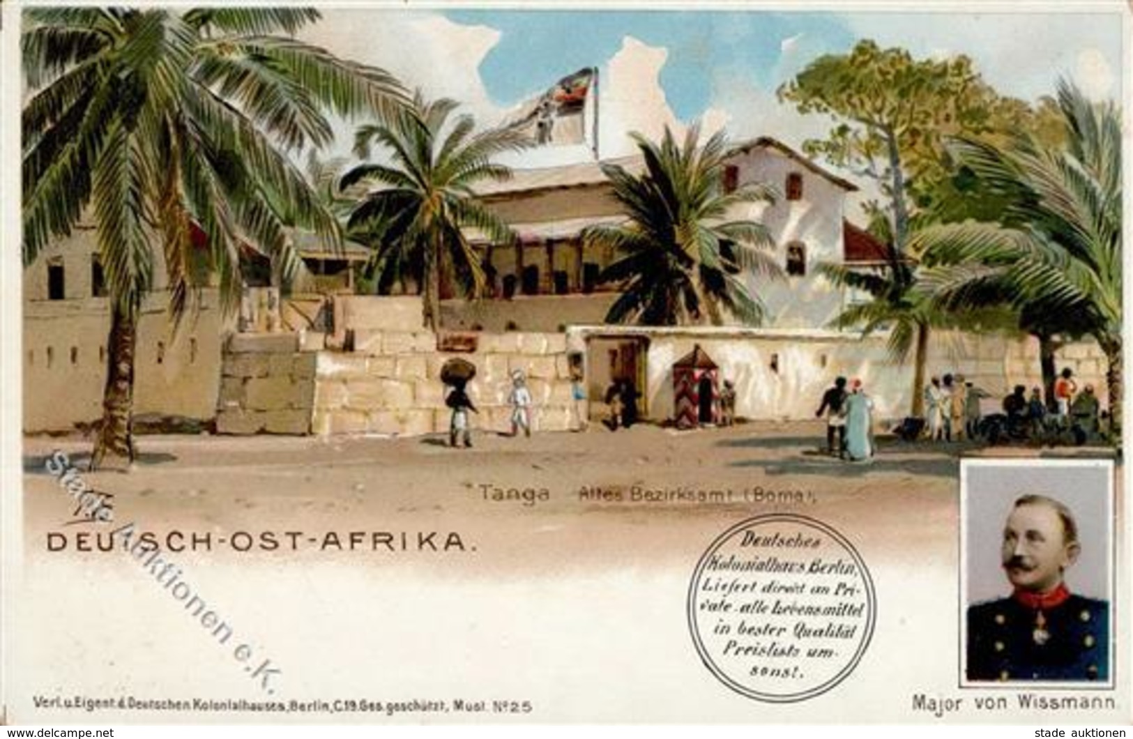 Kolonien Deutsch Ostafrika Tanga Altes Bezirksamt Lithographie I-II Colonies - History