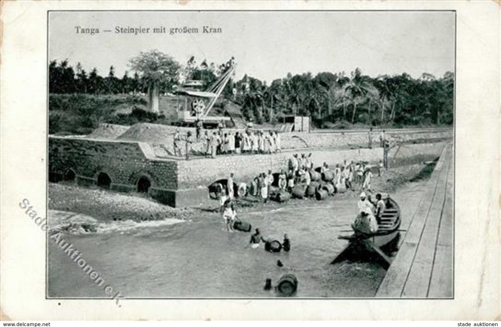 Kolonien Deutsch Ostafrika Tanga Steinpier Mit Großem Kran I-II (Ecken Abgestoßen) Colonies - Histoire