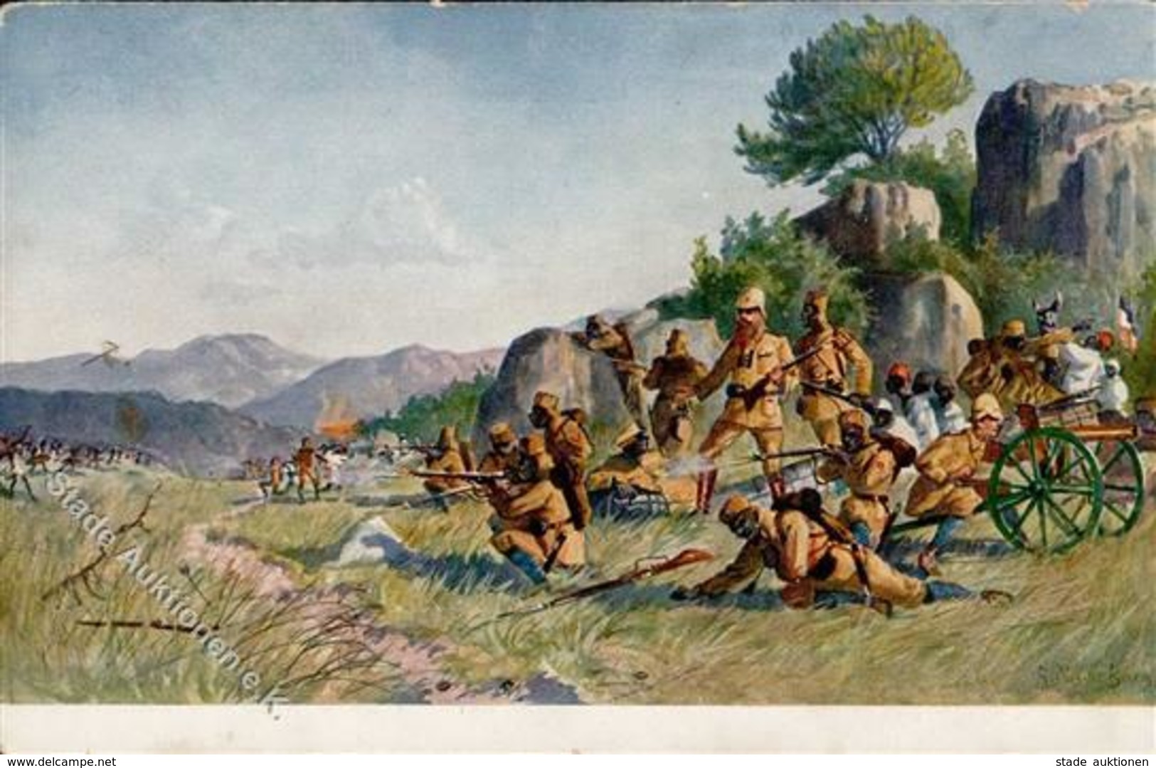 Kolonien Deutsch Ostafrika Überfall Gefecht Sign. Duschek, R. Künstlerkarte I-II Colonies - Histoire