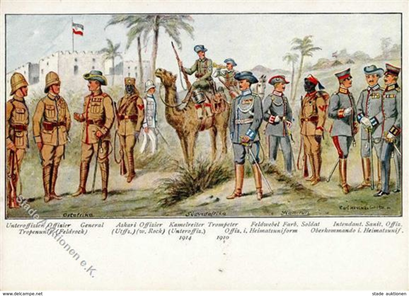 Kolonien Deutsch Ostafrika Uniformen Der Kolonial Soldaten Künstlerkarte I-II Colonies - History