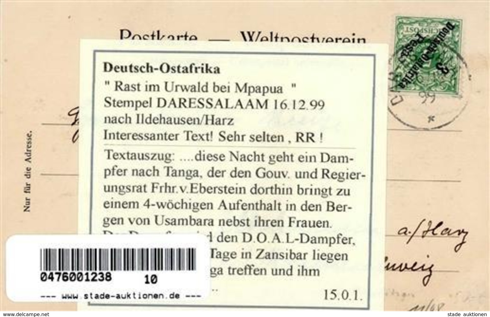 Kolonien Deutsch Ostafrika Urwald Bei Mpapua Stpl. Dar-es-salam 16.12.99 I-II Colonies - Histoire