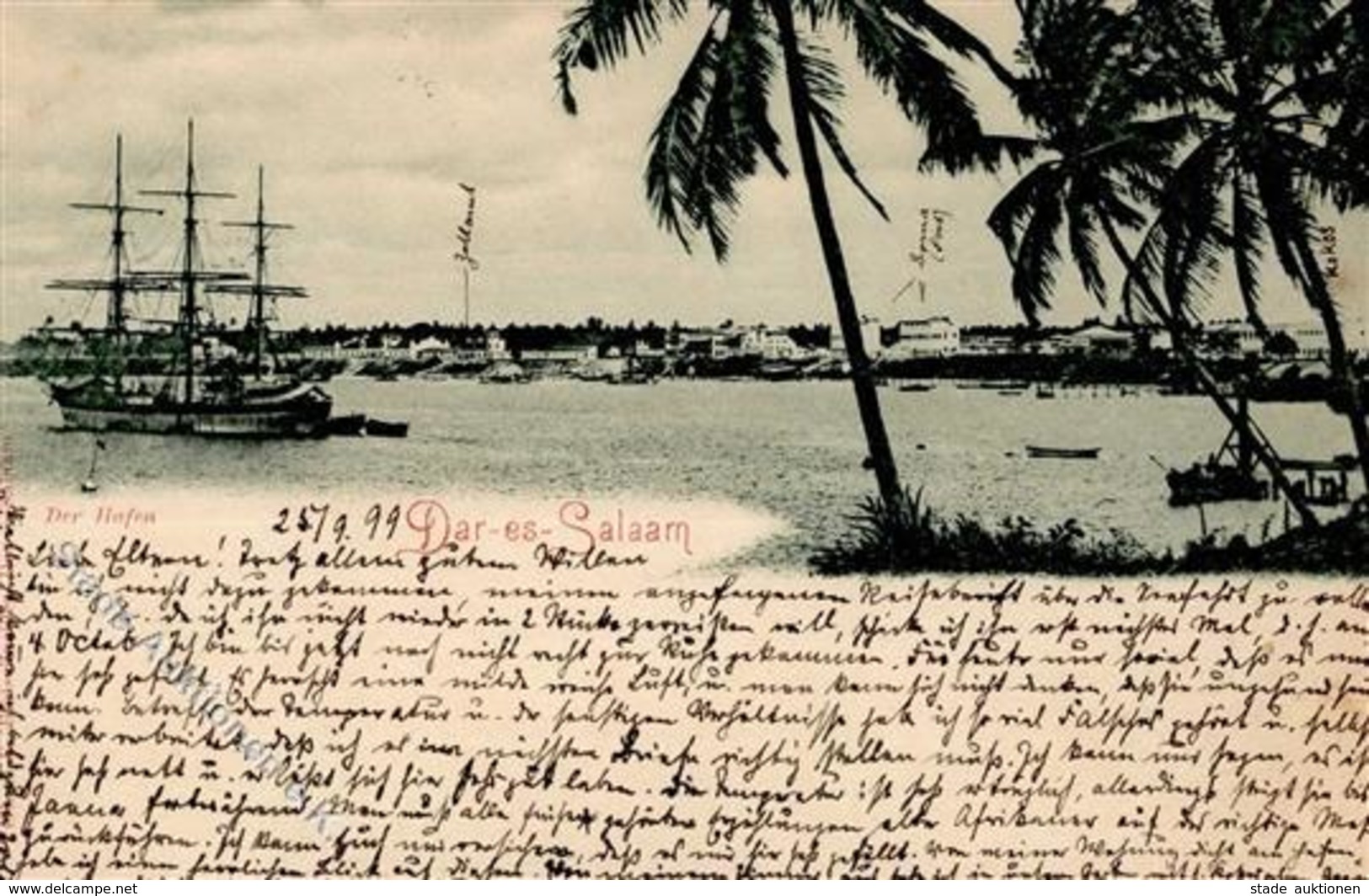 Kolonien Deutsch-Ostafrika Dar-es-Salam Hafen Stpl. Dar-Es-Salam 26.9.99 I-II Colonies - History
