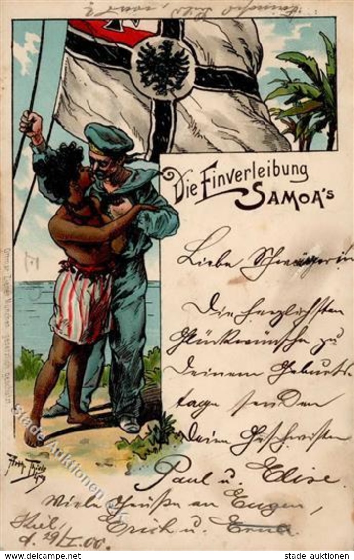 Kolonien Samoa Die Einverleibung Samoas Sign. Thiele, Arthur 1900 I-II (fleckig) Colonies - Histoire