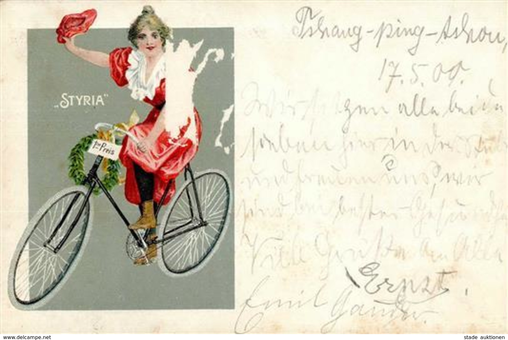 Deutsche Auslandspost China, 1900, Werbekarte Fahrrad Als Feldpost Von Tschang-Ping-Tschou Nach Jessnitz, Schürfstellen  - Geschichte