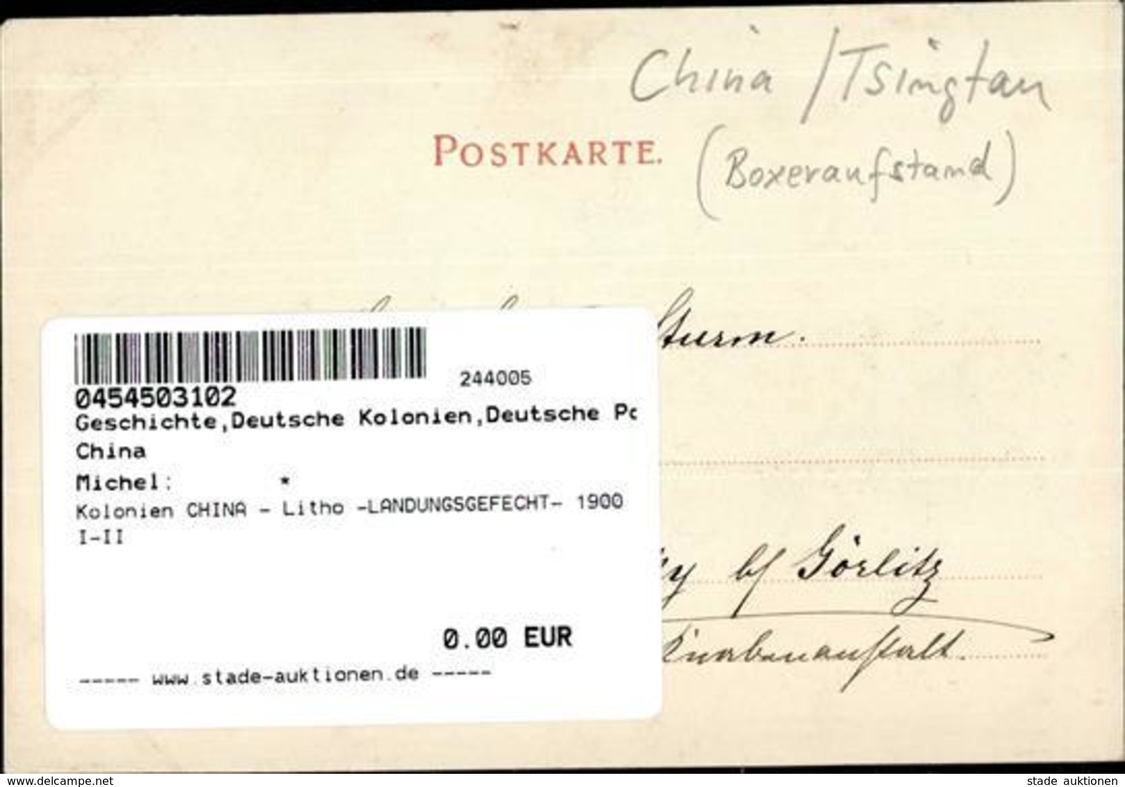 Kolonien CHINA - Litho -LANDUNGSGEFECHT- 1900 I-II Colonies - Histoire