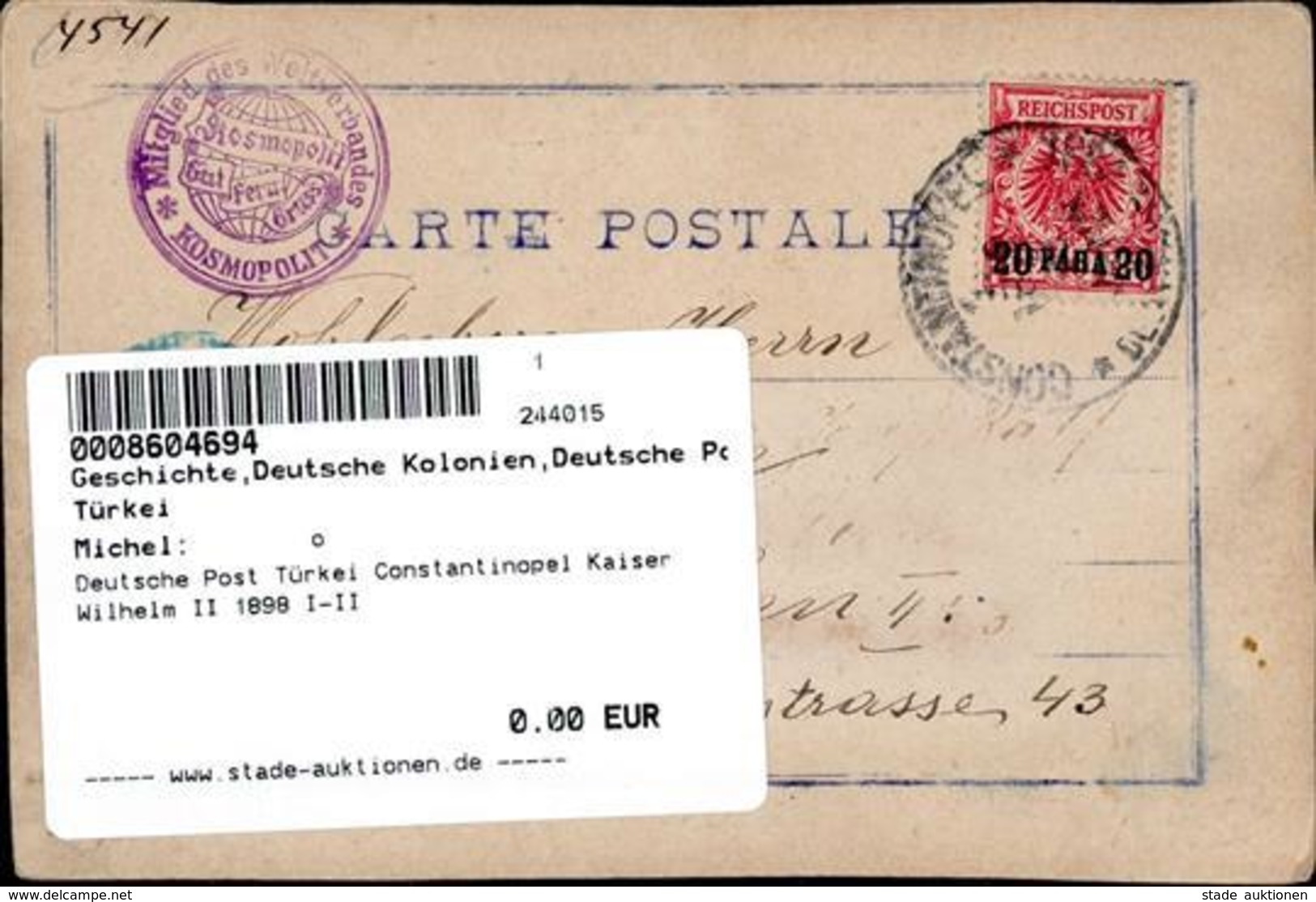 Deutsche Post Türkei Constantinopel Kaiser Wilhelm II 1898 I-II - Storia