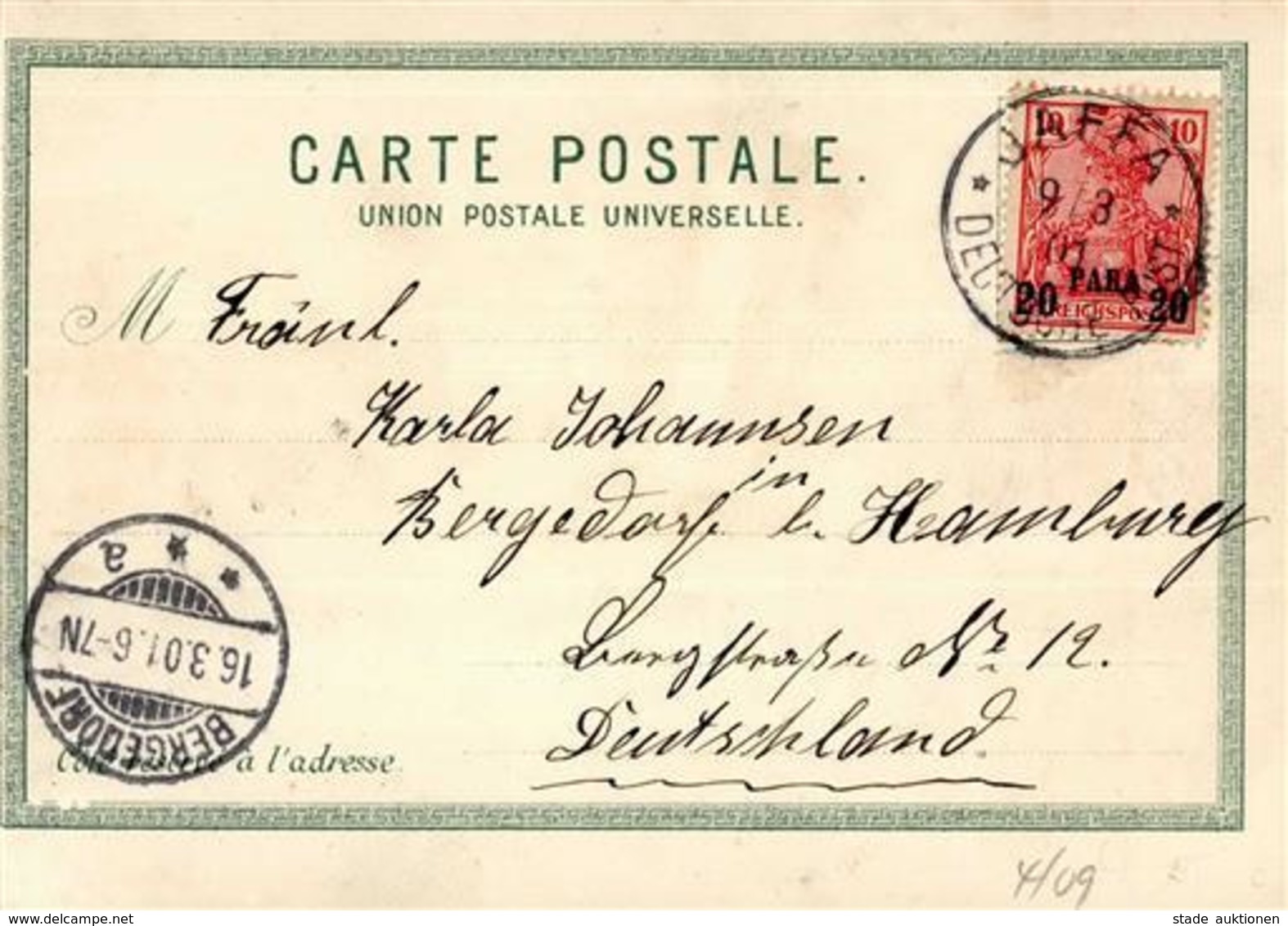 Deutsche Post Türkei Gethsemani Stpl. Jaffa Deutsche Post 9.3.01 I-II - Historia