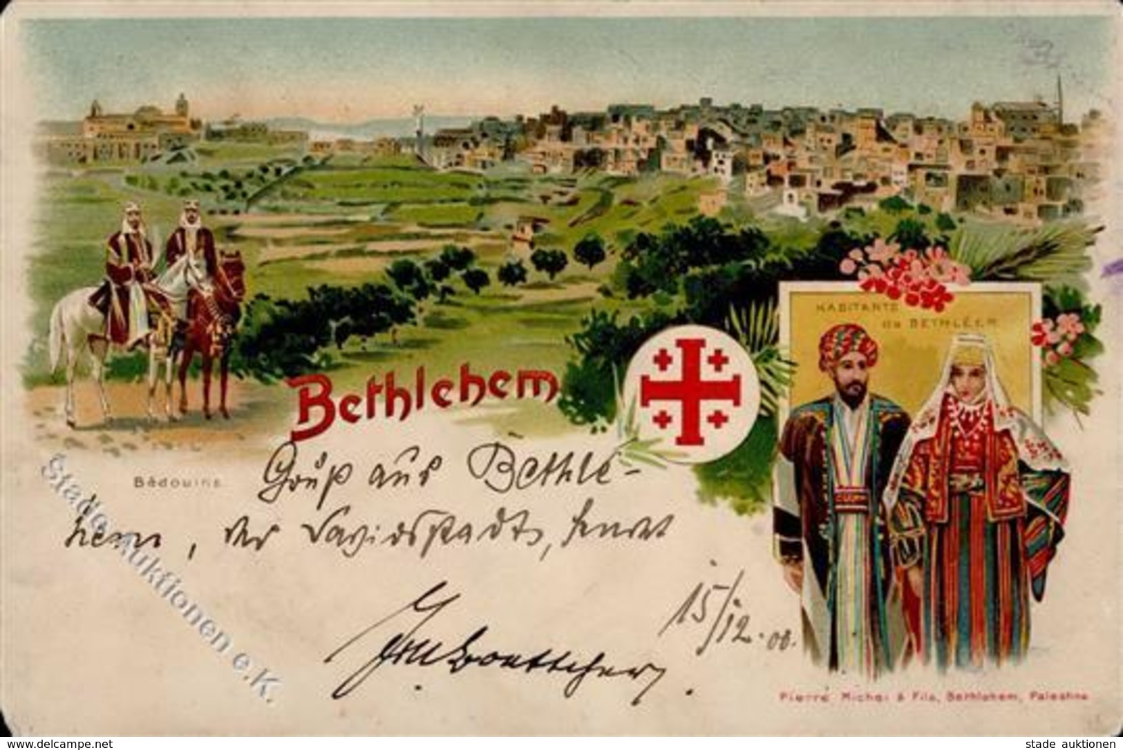 Kolonien Deutsche Post Türkei Bethlehem Lithographie 1900 I-II (Ecken Abgestoßen) Colonies - Histoire