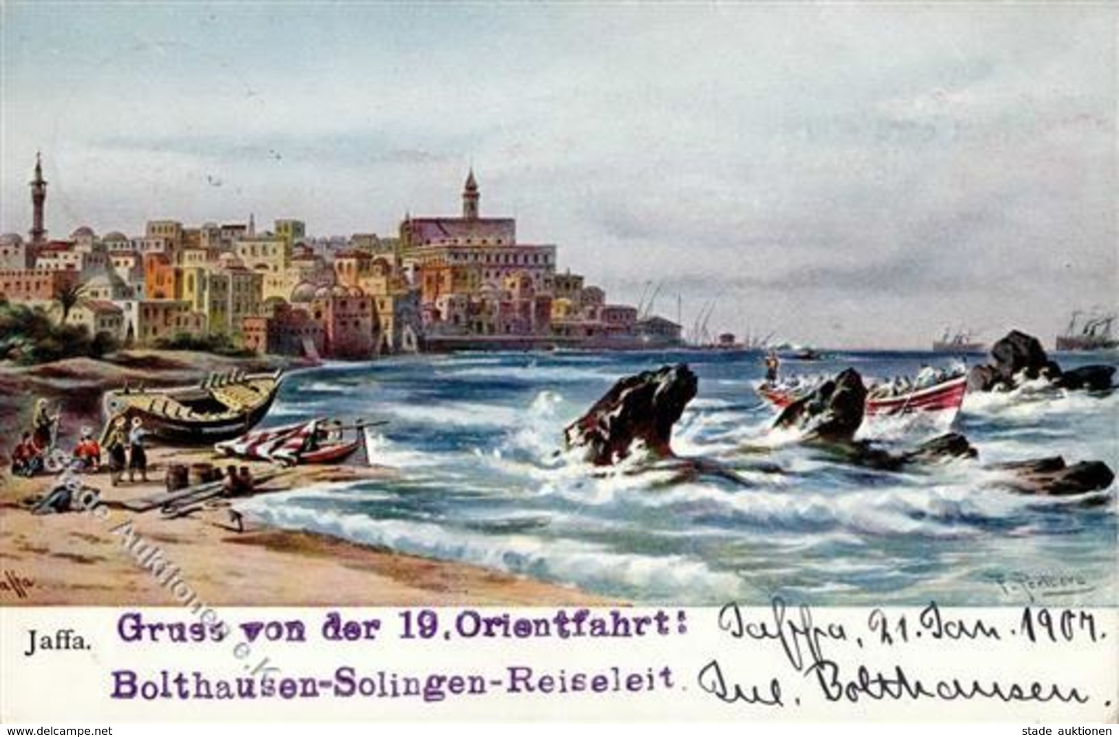 Kolonien Deutsche Post Türkei Jaffa  Perlberg, F. 1907 I-II Colonies - Histoire