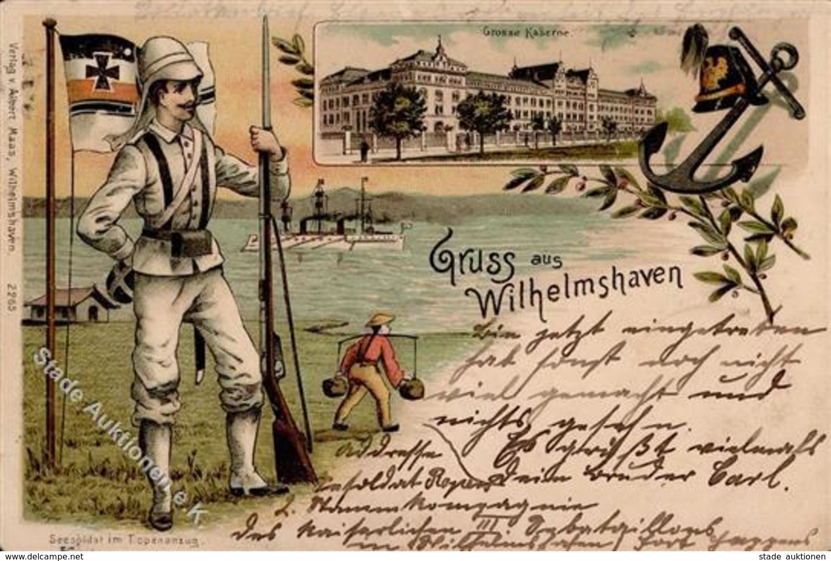 Kolonien Wilhelmshaven (2940) Seesoldat Im Tropenanzug  Lithographie 1900 I-II Colonies - Geschichte