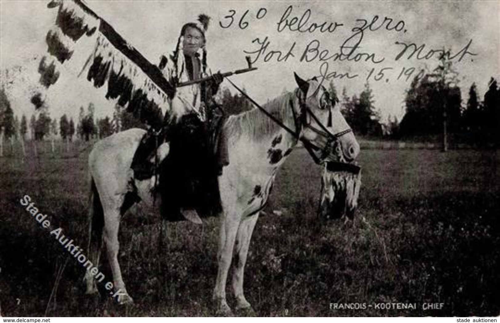 Indianer Kutenai Häuptling Pferd  1907 II (abgestossen, Bug) - Indiens D'Amérique Du Nord