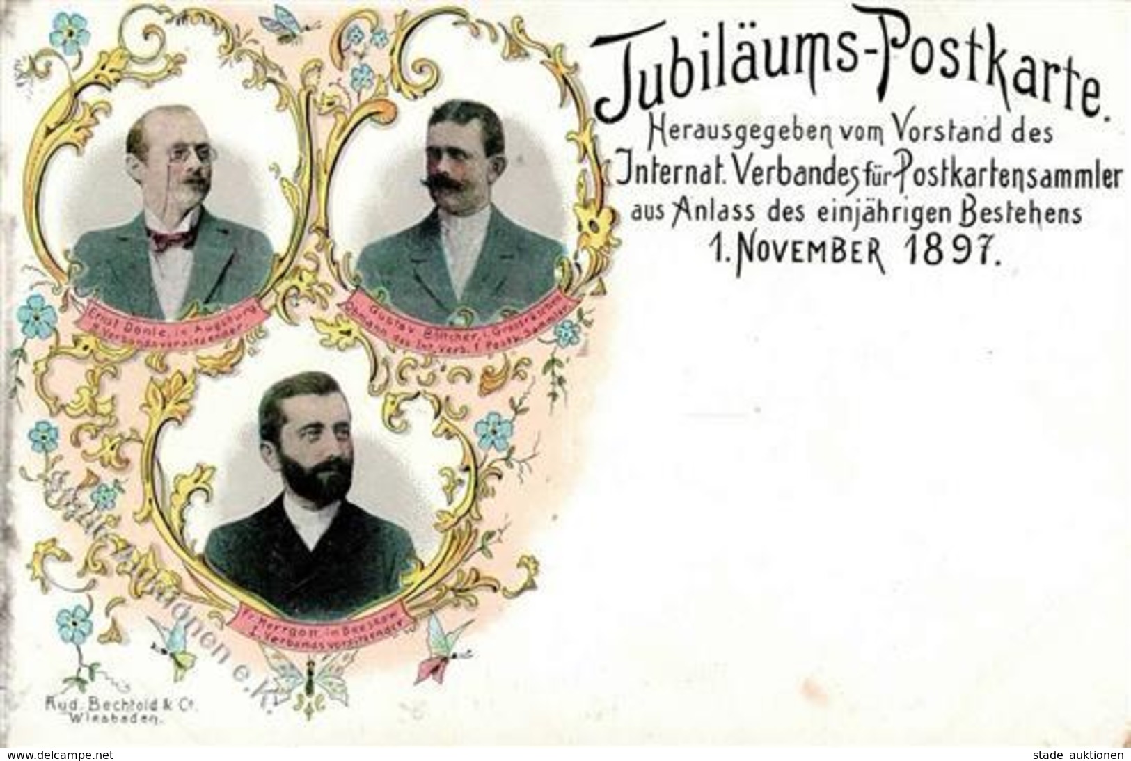 AK - Geschichte Jubiläums Postkarte Des Int. Verbandes Für Postkartensammler Lithographie 1897 I-II (Ecke Abgestoßen) - Histoire