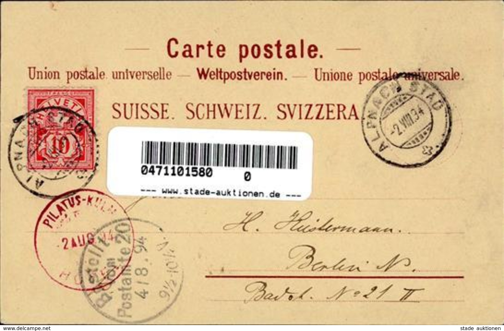 Vorläufer Alpnachstad (6053) Schweiz Pilatuskulm 1894 I-II - Non Classés