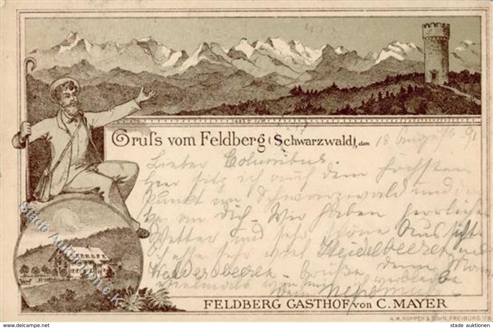 Vorläufer Feldberg (7828) Feldberg Gasthof C. Mayer 1891 I-II (Stauchung) - Non Classés