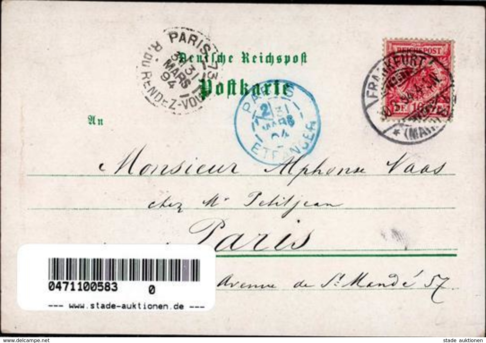 Vorläufer Frankfurt (6000) Reichs Postgebäude 1894 I-II (Abschürfung) - Zonder Classificatie