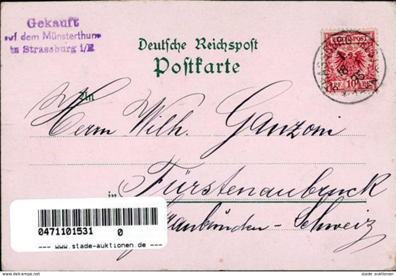 Vorläufer Strasbourg (67000) Frankreich 1895 I-II (Ecke Abgestoßen) - Ohne Zuordnung