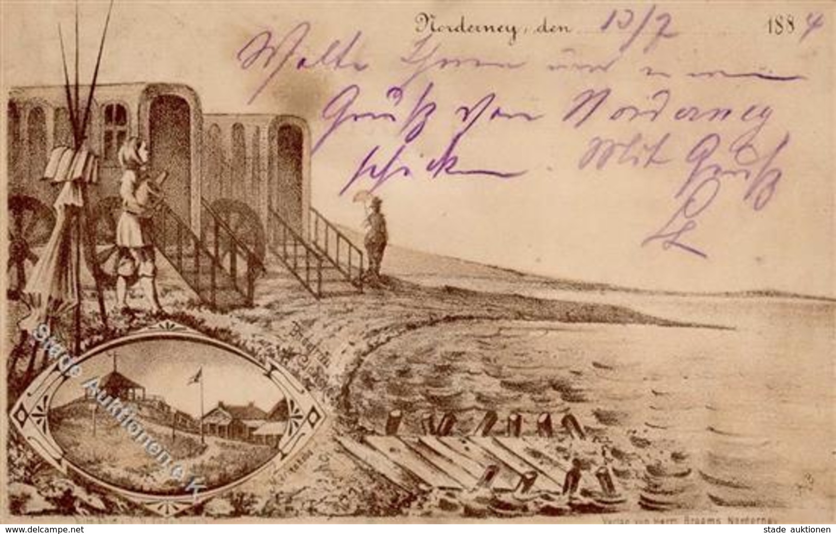 Vorläufer 1884 NORDERNEY Mit MARIENHÖHE Und Badefrau Claaske - Sign. AB Selten! I-II - Ohne Zuordnung