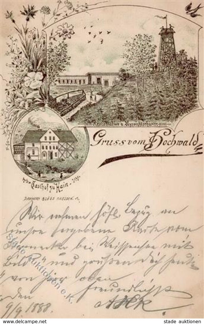 Vorläufer 1888 Gruss Vom HOCHWALD - Gasthof Zu HAIN I-II Montagnes - Unclassified