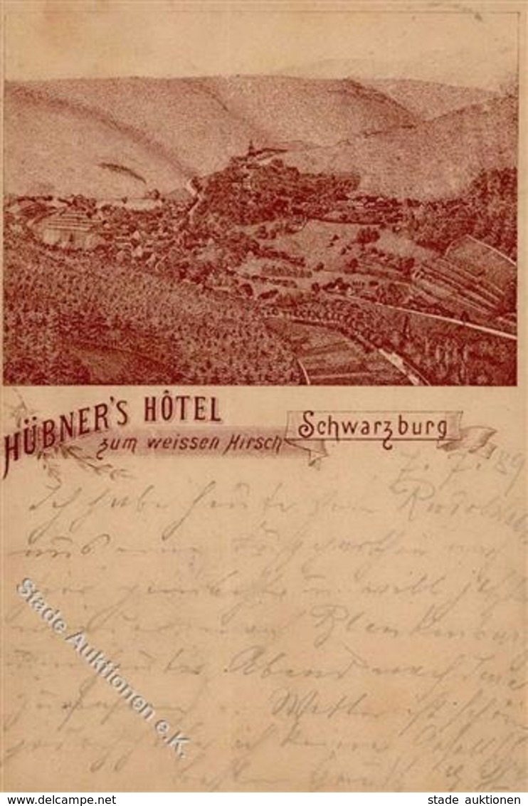 Vorläufer 1889 SCHWARZBURG - Hübners Hotel Zum Weissen Hirsch, Thüringen I-II - Ohne Zuordnung