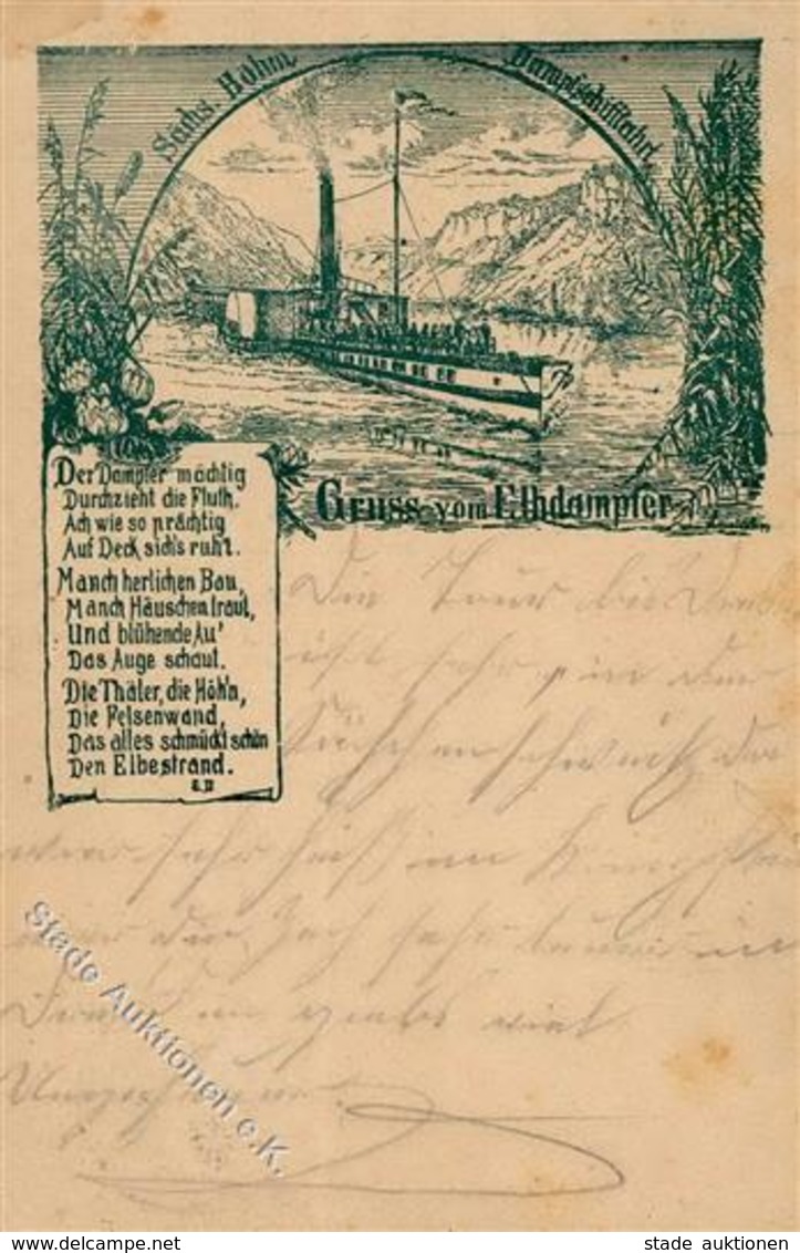 Vorläufer 1895 Gruss Vom ELBDAMPFER D. Sächs.Böhm. DAMPFSCHIFFAHRT, Fleckig, I-II Montagnes - Non Classés