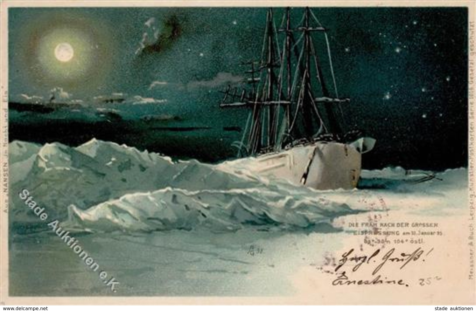 Expedition Nordpol Die Fram Nach Der Großen Eispressung Künstlerkarte 1899 I-II - Non Classés