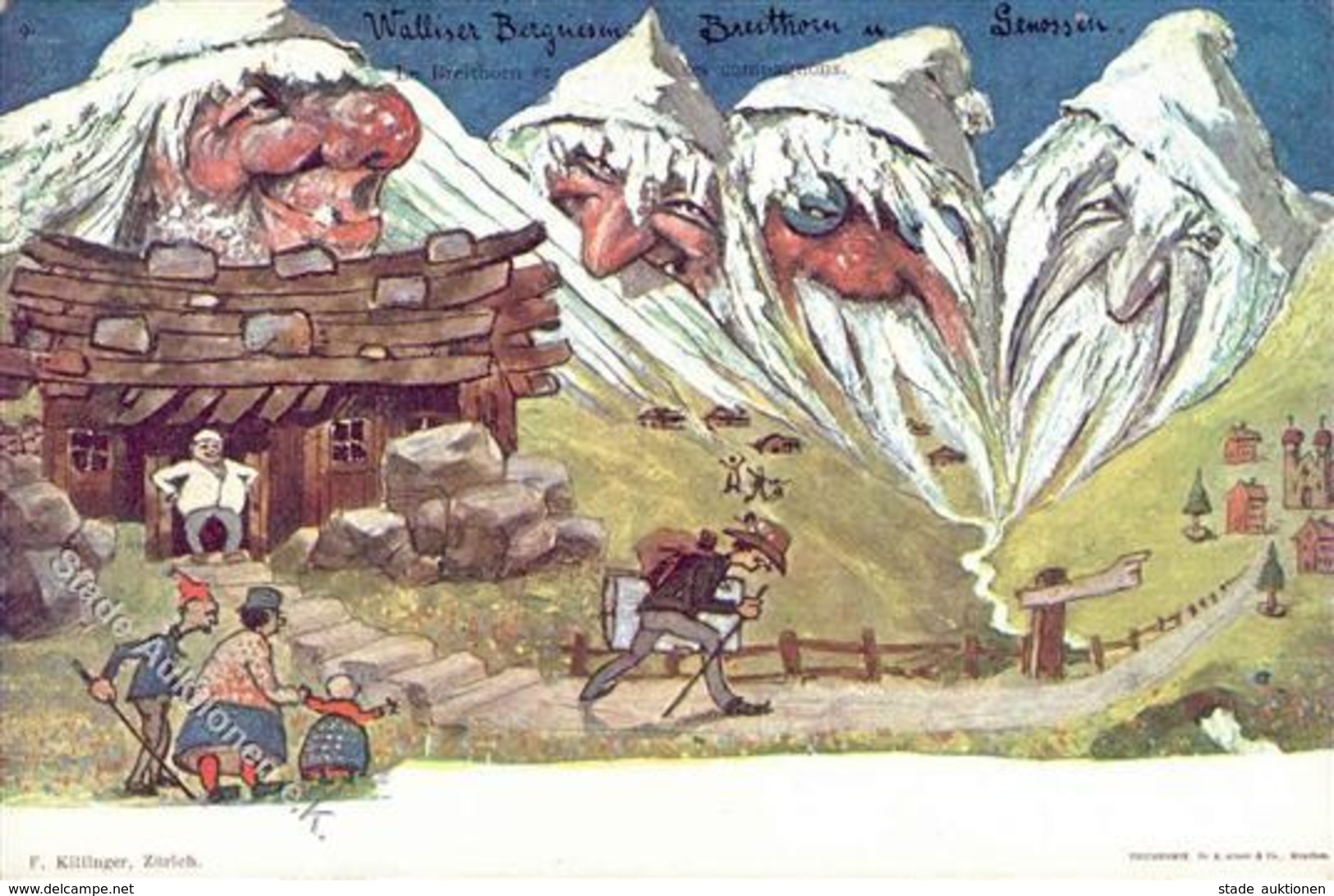 Berggesicht Sign. Hansen Walliser Bergriesen Breithorn U. Genossen Künstlerkarte I-II - Fairy Tales, Popular Stories & Legends