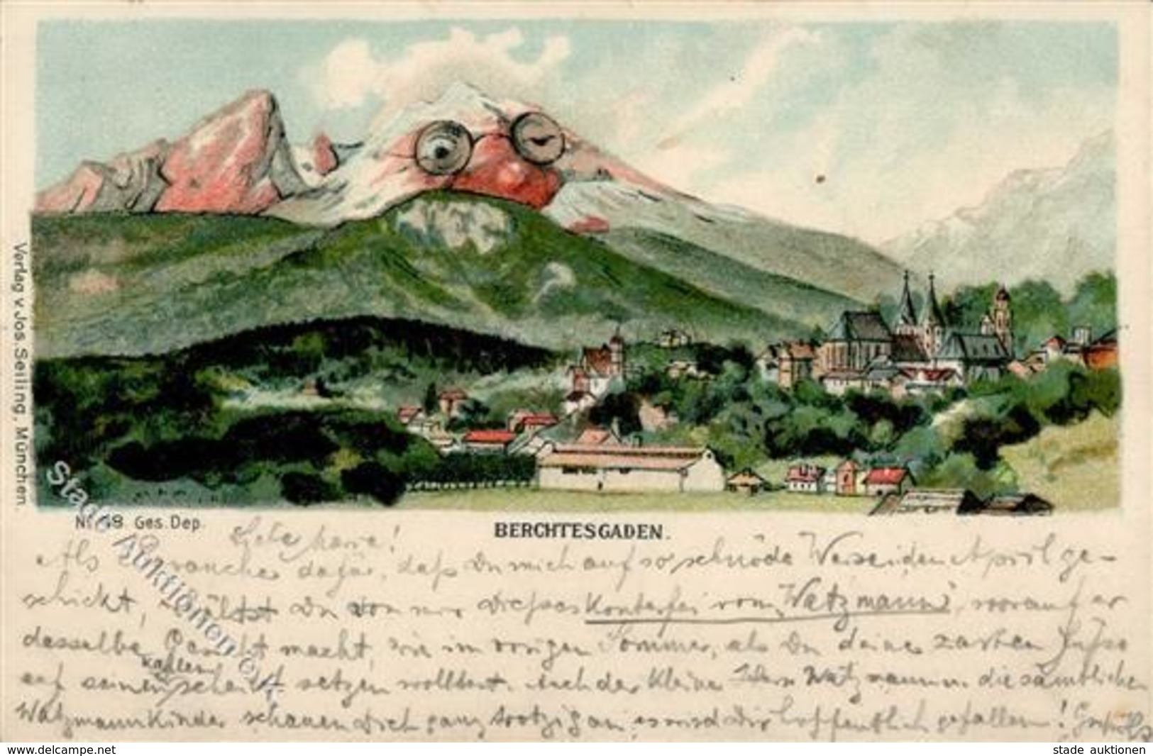 Berggesicht Berchtesgarden Künstlerkarte 1898 I-II - Vertellingen, Fabels & Legenden